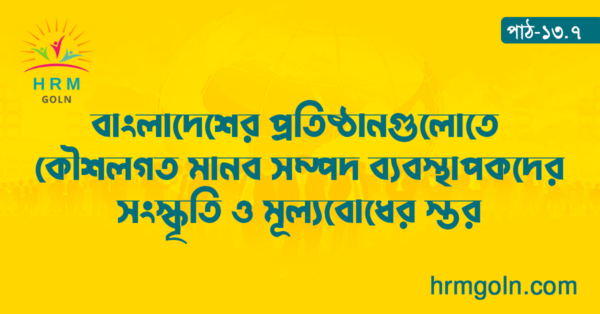বাংলাদেশের প্রতিষ্ঠানগুলোতে কৌশলগত মানব সম্পদ ব্যবস্থাপকদের সংস্কৃতি ও মূল্যবোধের স্তর